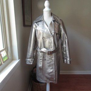 Newport News Silver Trench Coat Leather